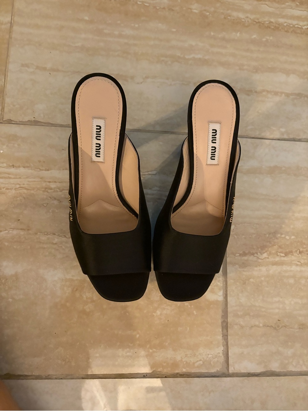 Miu Miu Black Satin Platform Mule Heels 37 - Picture 6 of 6